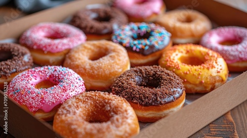 Wallpaper Mural Assorted sweet donuts in a paper box Torontodigital.ca