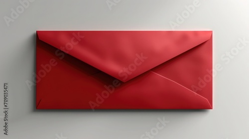 Blank bright red envelope mock up white background photo