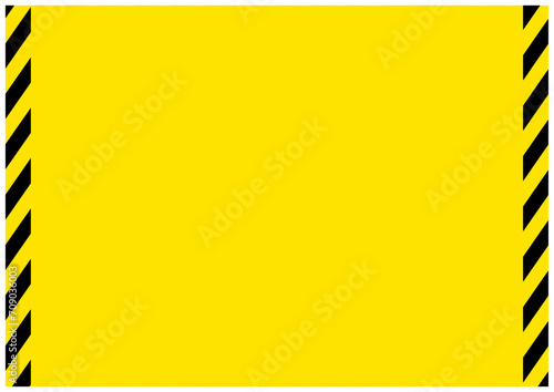 災害工事現場で使う黄色と黒の危険注意の警告フレーム枠横黄色