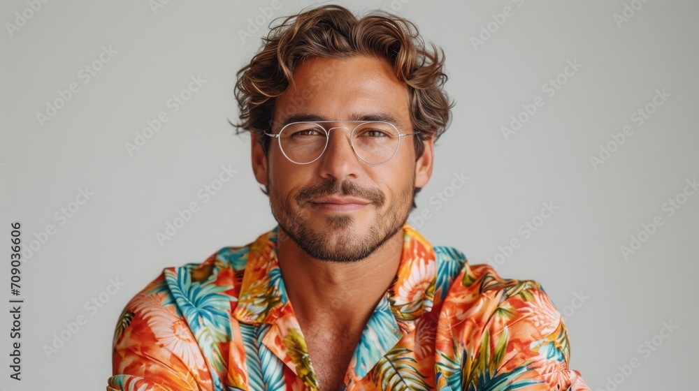 man is so ready to vacation funny picture of man wearing hawaii shirt and white background man is so ready to vacation funny picture of man wearing hawaii shirt and white background