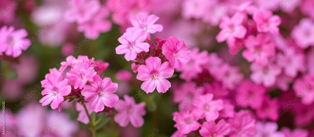 Numerous small pink verbena blooms Numerous small pink verbena blooms