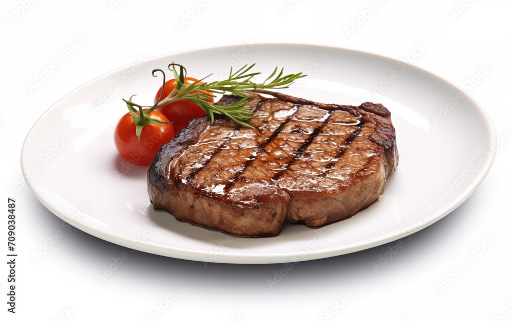 Grilled pork or beef steaks with chilli Isolated on White background Generated AI Grilled pork or beef steaks with chilli Isolated on White background Generated AI
