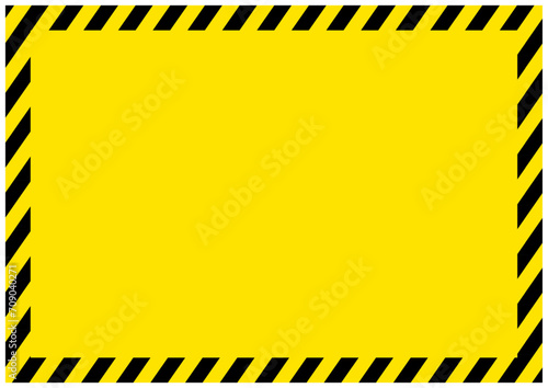 災害工事現場で使う黄色と黒の危険注意の警告フレーム枠縦黄色