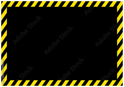 災害工事現場で使う黄色と黒の危険注意の警告フレーム枠縦黒