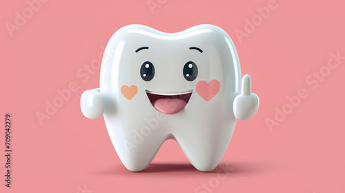 A molar tooth cute cartoon character, for kids, children dental clinic poster photo