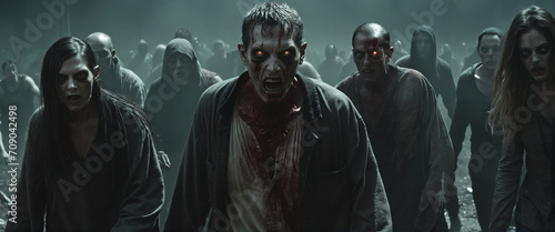 Zombie Halloween Walk of the Dead in Fantasy Apocalyptic Scene