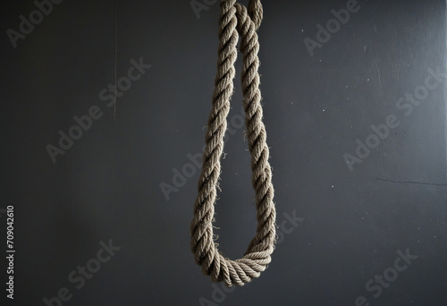 Dark wall background with shadowy noose symbolizing the concept of suicide.