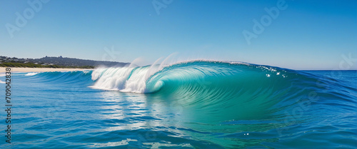 Shimmering Aqua Wave Vector Background Image