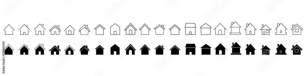 Home icon vector set. House illustration sign collection. Cottage symbol. Hut logo.