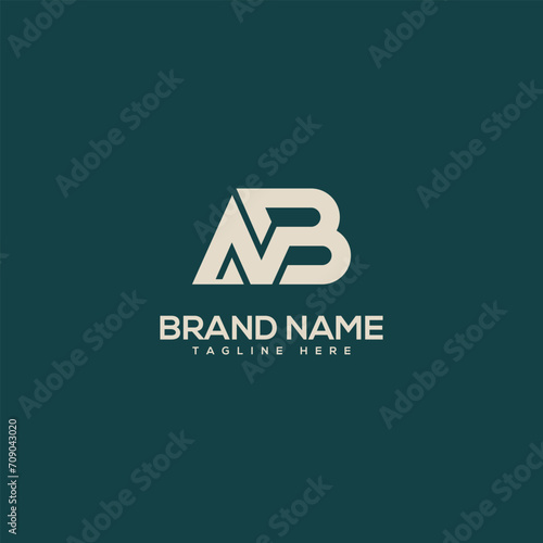Professional unique letter NB BN monogram logo design template. Initials Business logo.