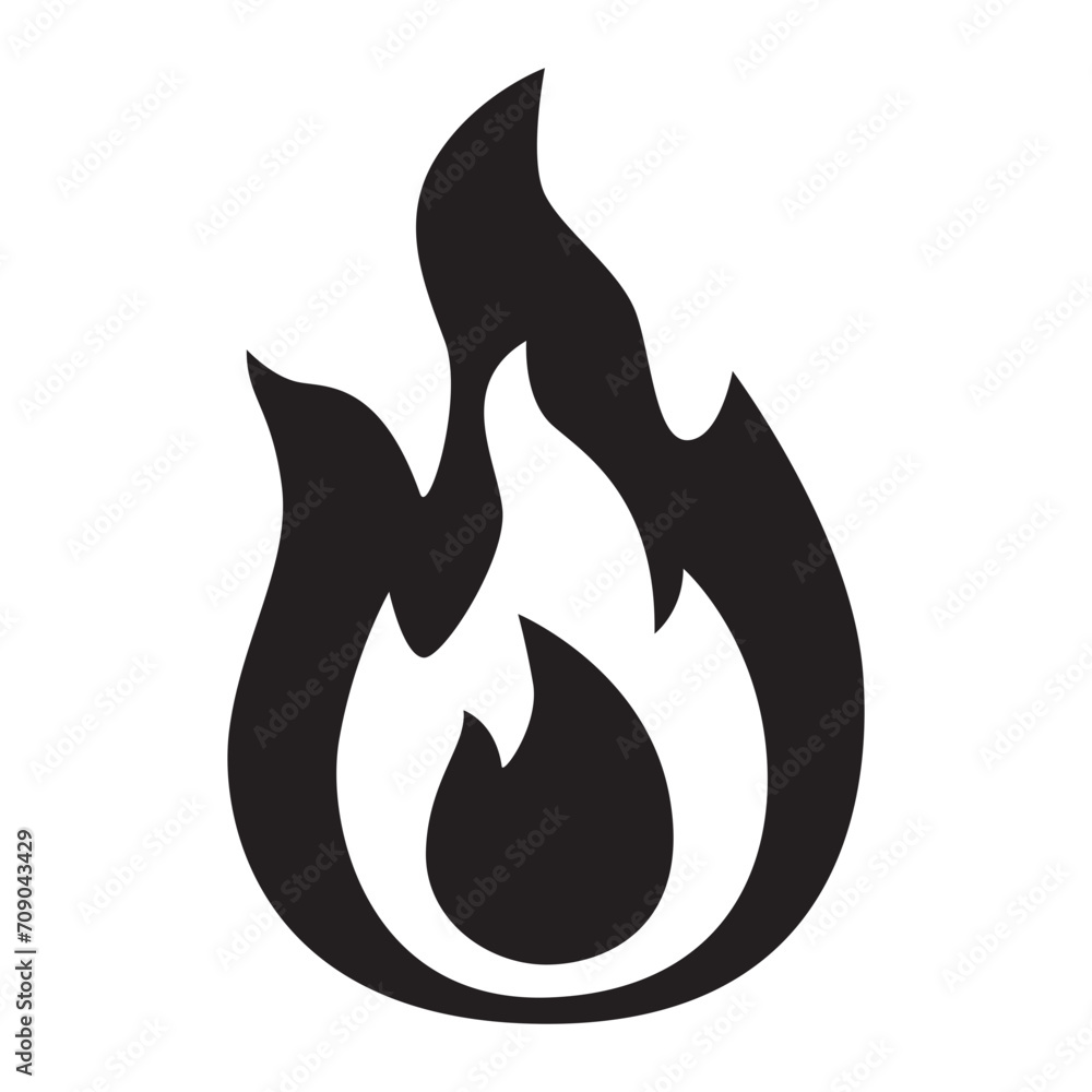 Black fire flame icon. Black fire flame icon.