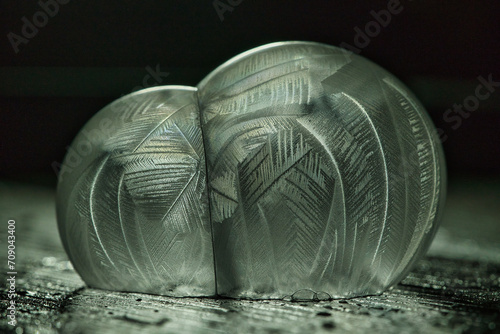 Soap bubbles photographed as they freeze