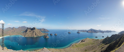 Panoramic vista from Padar island in Komodo archipelago  Flores  Indonesia.