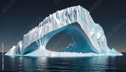 Futuristic Digital Iceberg in Ocean with Polygonal Style and Big Data Metaphor in Low Poly Vector Illustration