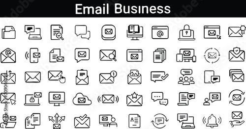 Email icons set. Send, message, internet. MAIL thin line vector icon. E-Mail, Mail, Address Book, Envelope, Letter Sending, Inbox Letter, Searching Letter.