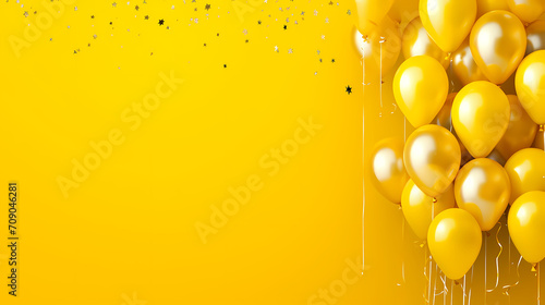 Party balloons, birthday decoration background, anniversary, wedding, holiday with space for text photo