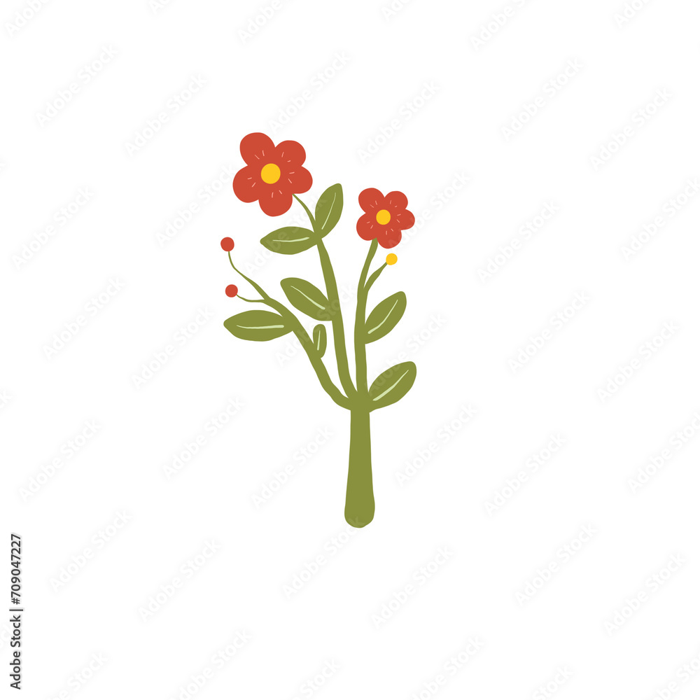 Obraz premium leaf and flowers icon illustration - plants illustration - nature