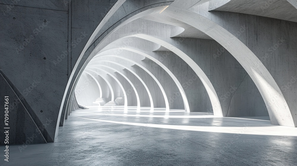 Obraz premium abstract futuristic architecture with empty concrete floor