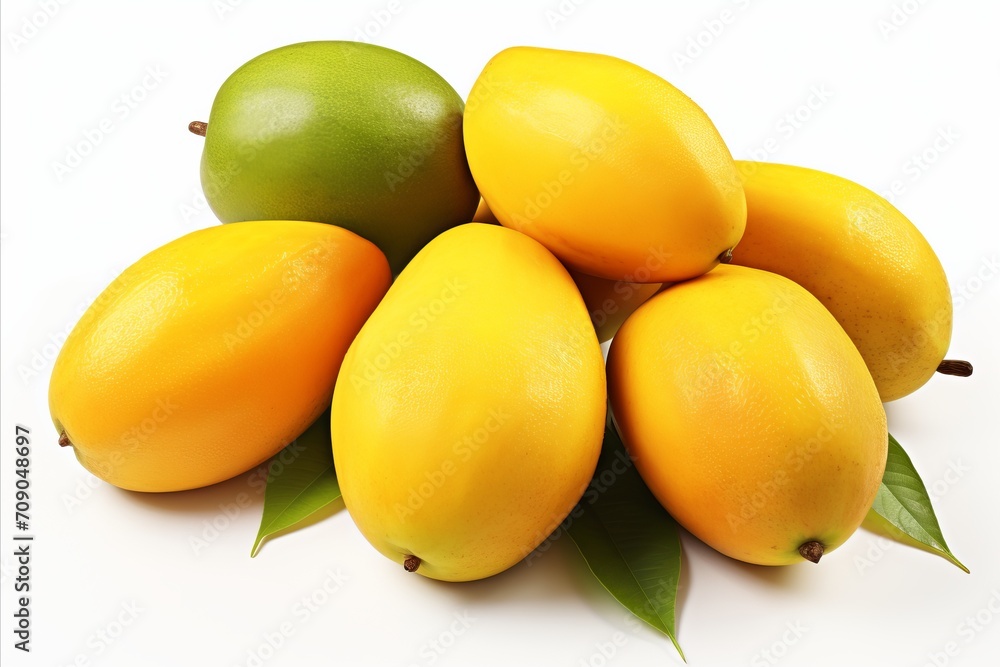 Fresh and juicy mango fruit isolated on white background   high quality image for advertising