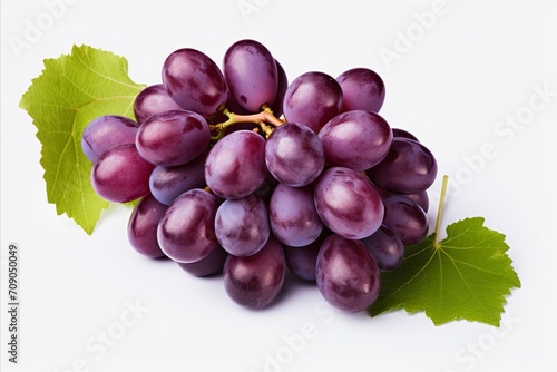 Fresh and delicious purple grape isolated on white background, high quality for advertising