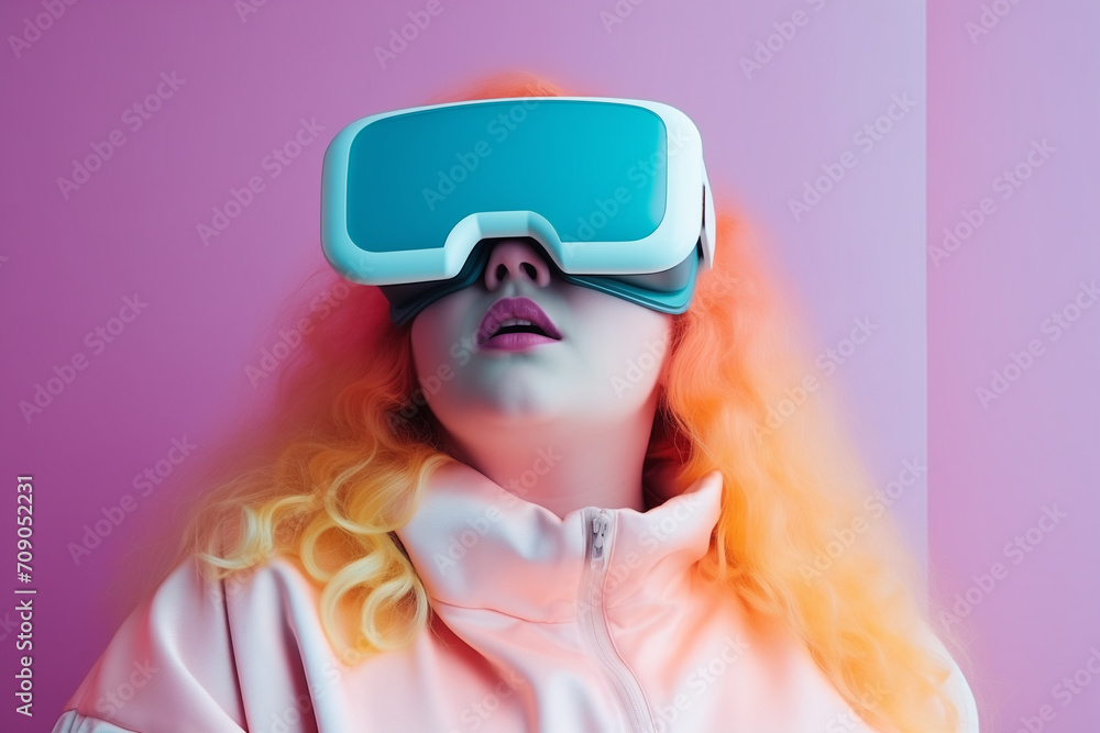 Ai Generative People wearing futuristic high tech virtual reality glasses