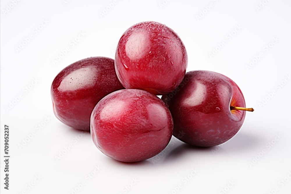 Fresh plum fruit isolated on white background   high quality detailed image for advertising