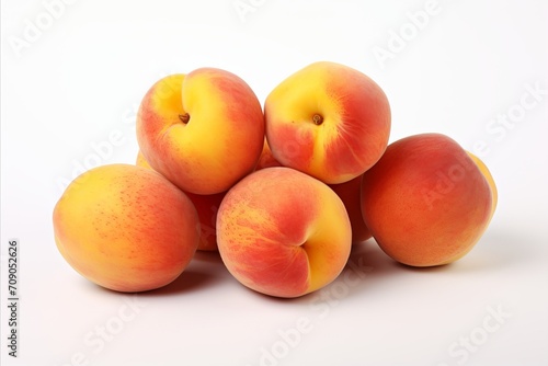 Fresh and juicy peach isolated on white background with high detailed quality for advertising
