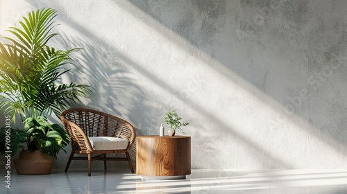 Fototapeta Naklejka Na Ścianę i Meble -  Brown wood round pedestal side table podium