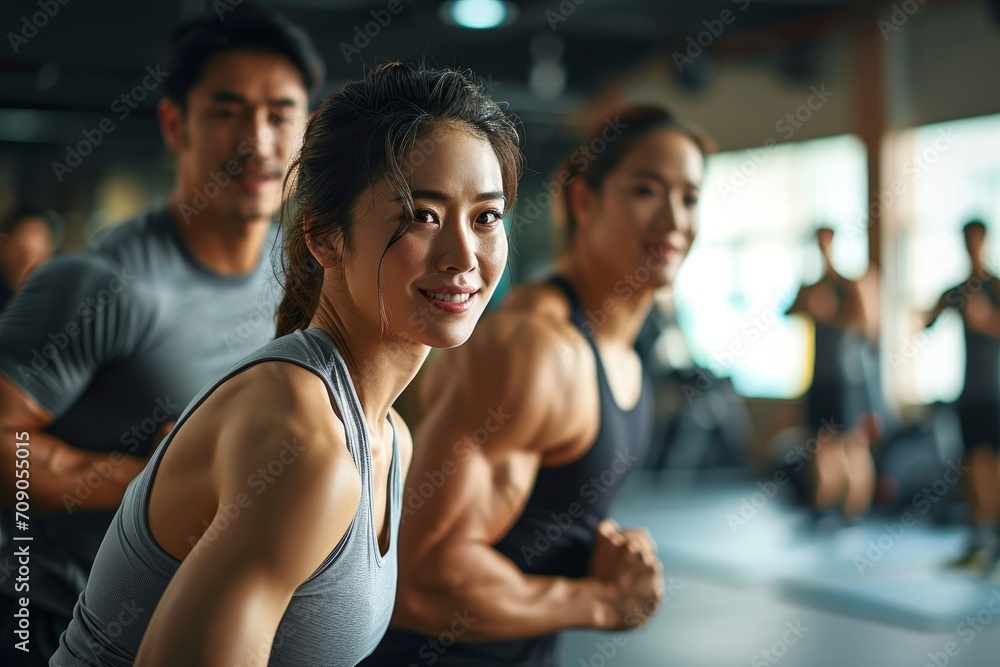 スポーツジムでトレーニングをする男性と女性, Generative AI スポーツジムでトレーニングをする男性と女性, Generative AI