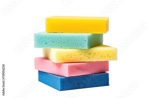 set of colored kitchen sponges isolated on a Transparent background. Generative AI