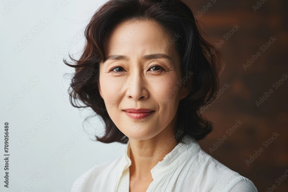 白い服を着たアジア人中年女性, Generative AI 白い服を着たアジア人中年女性, Generative AI