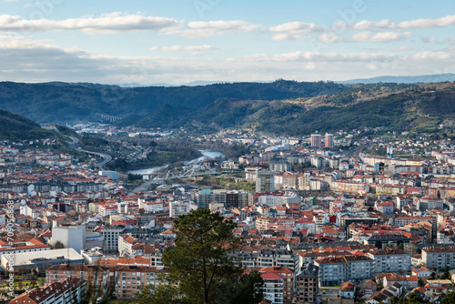 Panorama view of the skyline of the Galician city of Ourense as seen from the outskirts.