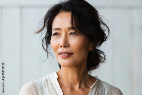 白い服を着たアジア人中年女性, Generative AI 