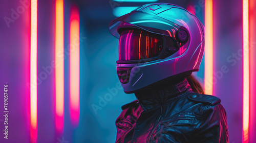 Space Odyssey Chic, Women in Jackets and Helmets, suitable for magazine covers, wallpapers, websites, and advertisements.