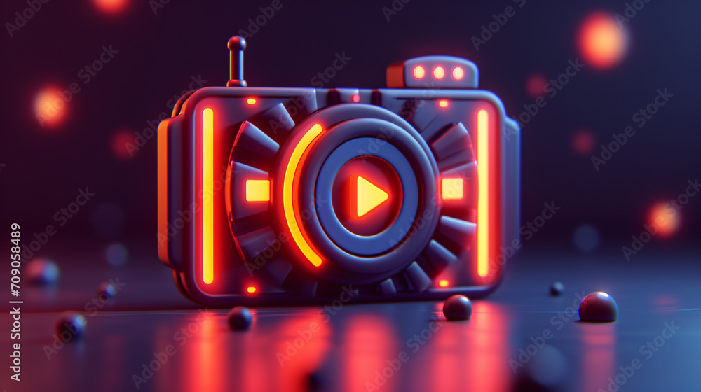 Video player icon, social media live streaming, real-time digital streaming multimedia player concept illustration