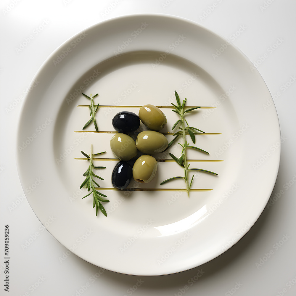 **1 olive seen in a fancy plate in a prison** , Ai generative **1 olive seen in a fancy plate in a prison** , Ai generative