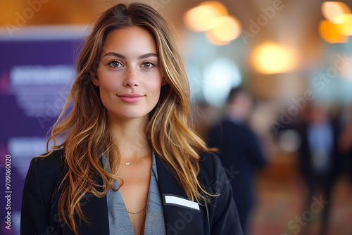 Photo of a young smiling business woman