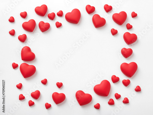 red hearts on white background for Valentines Day