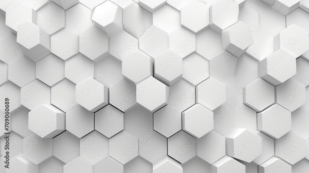 Fototapeta premium White hexagonal abstract 3d background