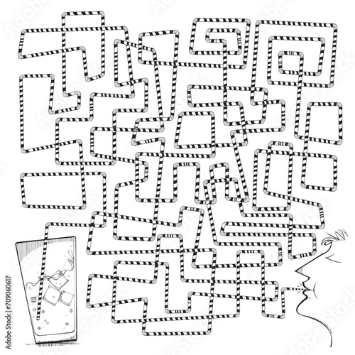 Man drinking from Long Straw