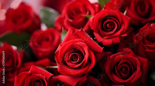 close up of red rose boquet. for valentines day holiday. romantic love wallpaper background for web design or print.