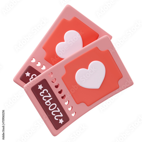 3d rendering of valentine's love tickets icon
 (ID: 709063216)