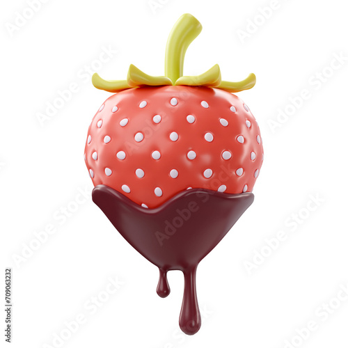 3d rendering of valentine's strawberry with chololate icon
 (ID: 709063232)