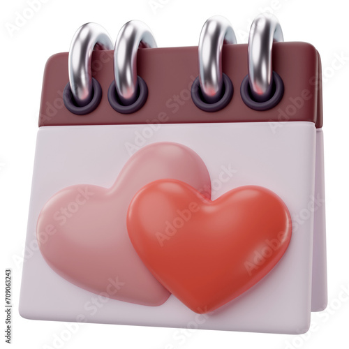 3d rendering of valentine's calendar with hearts icon
 (ID: 709063243)