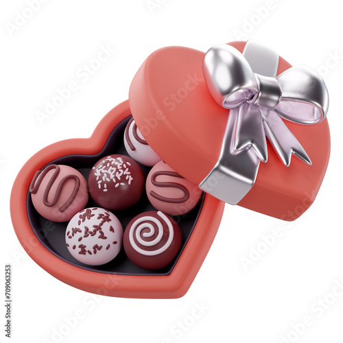 3d rendering of valentine's heart chocolate box icon
 (ID: 709063253)