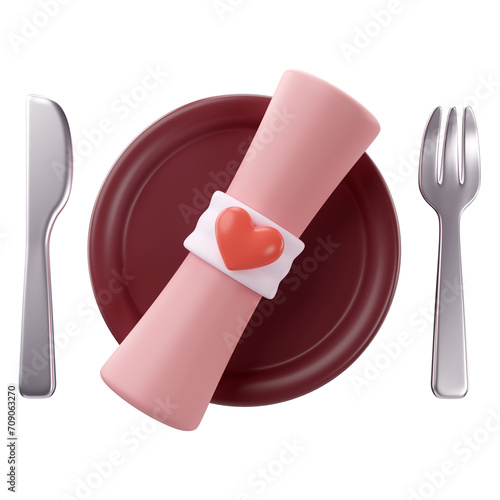 3d rendering of valentine's dinner icon
 (ID: 709063270)