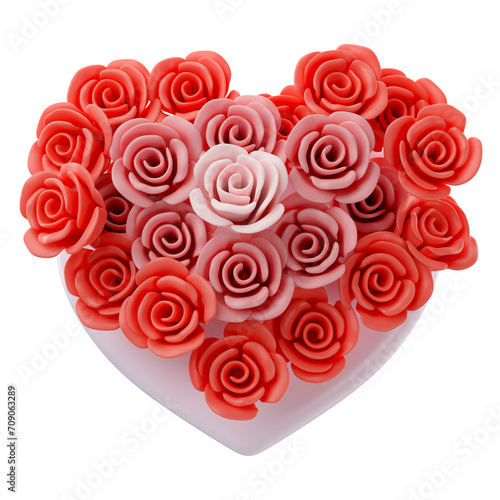 3d rendering of valentine's roses heart icon
 (ID: 709063289)