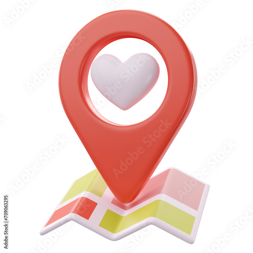 3d rendering of valentine's love location icon
 (ID: 709063295)