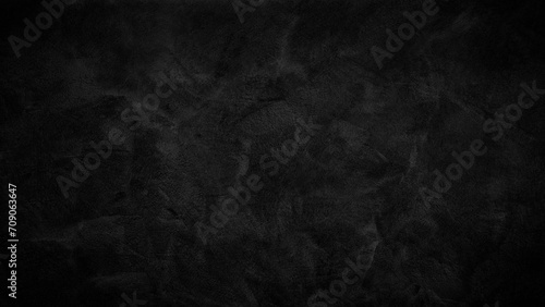 Black dark cement wall in retro concept. Old concrete background for wallpaper or graphic design. Blank plaster texture in vintage style.