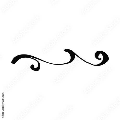 Abstract Sketch line element, swirl, decoration. Swirl ornament stroke. Ornamental curls, swirls divider and filigree ornaments vector illustration. Vector illustration